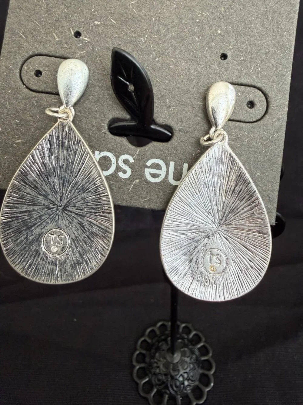 The Sak SilverTone Teardrop Earrings Reaturing‎ a Geometric Fan Design